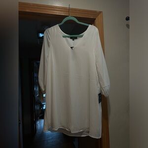 Lulu’s White Shift Dress Cold Shoulder